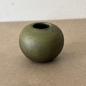 Jeremy Diller Raku Miniature Studio Pottery Vessel Vase Green 2” Signed Artisan